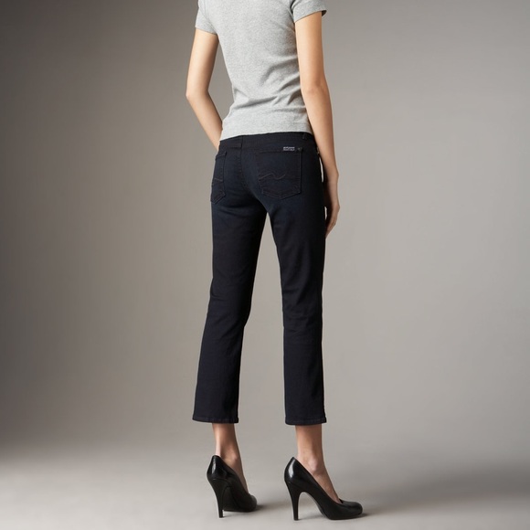 7 For All Mankind Denim - 7 For All Mankind Crop Flare Dark Blue Jean 29 EUC